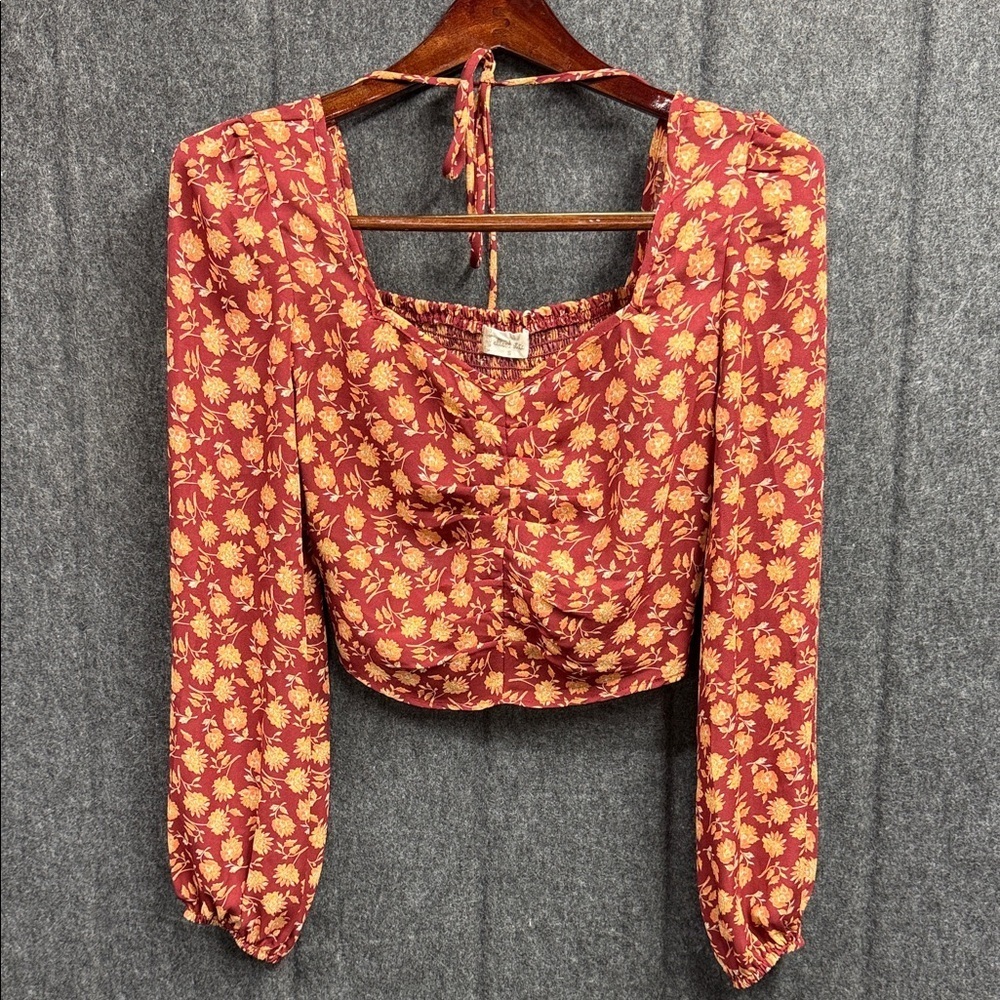 Altar'd State Red and Yellow Floral Blouse